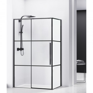 Cabina dus dreptunghiulara Belform Infinity, usa culisanta, 100x80 cm, negru