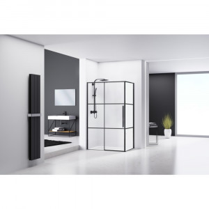 Cabina dus dreptunghiulara Belform Infinity, usa culisanta, 100x80 cm, negru - Img 4