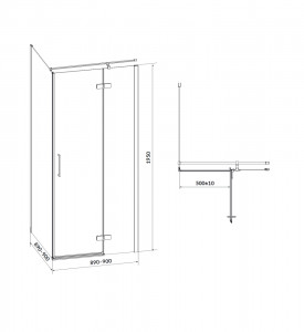 Cabina dus patrata Cersanit Jota Black, usa batanta, dreapta, 90x90 cm - Img 2