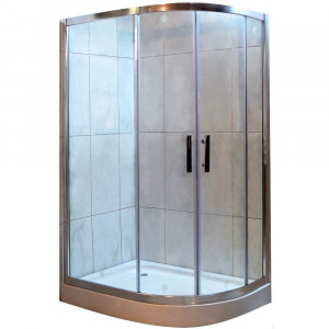 Cabina dus semirotunda Belform Clear, usi culisante, 120x80 cm, crom