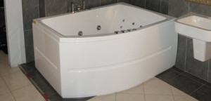 Cada baie asimetrica Belform Magnus, acril, orientare stanga, 160x115 cm