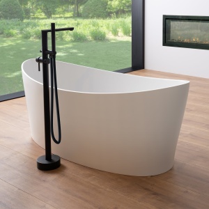 Cada baie freestanding compozit Foglia Wave ovala, 160x71 cm, alb lucios - Img 5