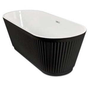 Cada baie freestanding Sanotechnik Tivoli black riflata, acril, 170x75 cm, negru lucios - Img 3