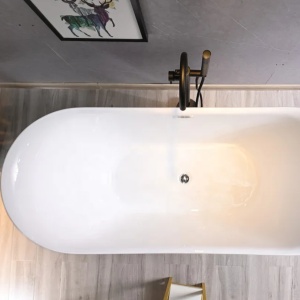 Cada baie freestanding slim Bella Foglia 150 x 77 cm, ovala cu preaplin - Img 3