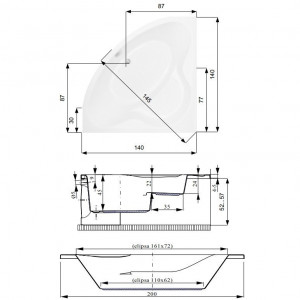 Cada baie hidromasaj Hidro Belform Equilibra, acril, 140x140 cm - Img 3