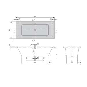 Cada baie rectangulara Villeroy&Boch Targa Plus Duo, acril, 180x80 cm - Img 2