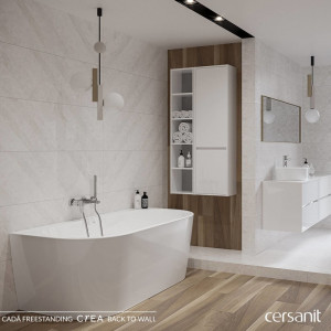 Cada freestanding Cersanit Crea back to wall acril 170x83 cm alb lucios - Img 3