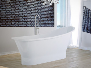 Cada freestanding compozit Besco Gloria alba 160x68 cm - Img 2