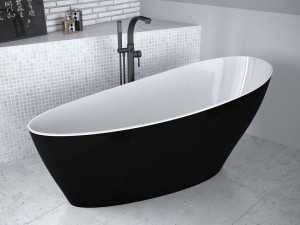 Cada freestanding compozit Besco Keya alb-negru 165x70 cm - Img 2