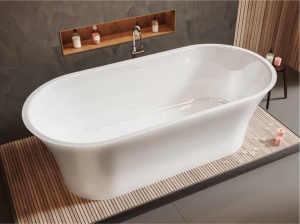 Cada freestanding Miraggio Helga compozit 150x85 cm alb lucios - Img 2