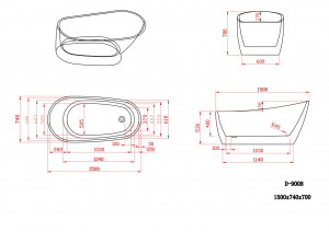 Cada freestanding ovala 9008, acril, 150x74 cm - Img 4