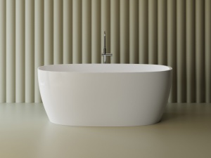 Cada freestanding ovala, compozit alb lucios, 160x70x61.5 cm Foglia Nova