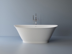 Cada freestanding ovala, compozit alb lucios 163x80x60 cm, Foglia Prisma