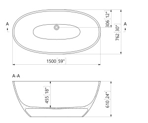 Cada freestanding ovala, compozit alb mat, interior lucios, 150x76.2x61 cm Foglia Monaco - Img 3