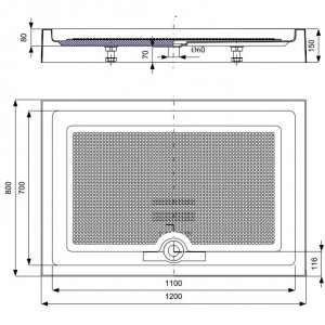 Cadita dus dreptunghiulara acril Belform Cubo 120x80x15 cm, alb - Img 3