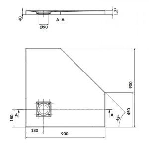 Cadita dus pentagonala Cersanit Tako Slim 90x90x4 cm, alb - Img 6