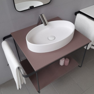 Cadru metalic cu blat, polita si lavoar Kuma ES50 ZOOM LOFT style, RECTOR, 60 cm - Img 3