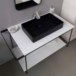 Cadru metalic cu blat, polita si lavoar Kuma SQ50 ZOOM LOFT style, RECTOR, 80 cm - Img 1