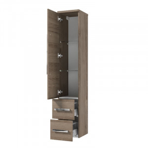 COLOANA MOBILIER GRANADA, 30,2X33X163.2 CM, O USA REVERSIBILA SI DOUA SERTARE SOFT-CLOSE, MANERE CROM, ALB NUC ROCKFORD - Img 2