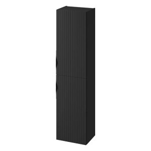 Dulap coloana Cersanit Tirso, mdf, cu usi, riflat, 160x40x30 cm, negru mat