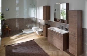 DULAP CU OGLINDA 80 CM SELNOVA SQUARE CU DOUA USI, NUC AMERICAN HICKORY - Img 8