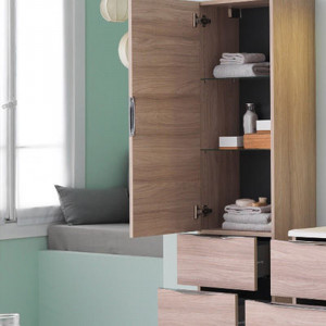 Dulap tip coloana Kolpasan Tara, 1 usa si 2 sertare, 45x150 cm, craft wood - Img 2