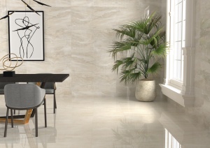 Gresie rectificata TAU Ceramica Aramoun Crema lucioasa 60x120 cm - Img 2
