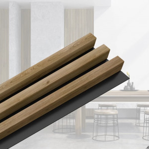 Lamele decorative Stegu Linea Slim, Mdf, 2650x150x30 mm, stejar-negru - Img 2
