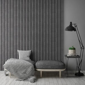 Lamele decorative Stegu Linea Slim, Mdf, 2650x150x30 mm, urban-negru - Img 3