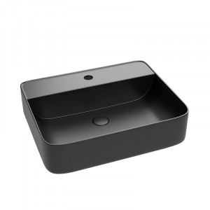 Lavoar baie dreptunghiular pe blat Foglia Golar 50x40x14 cm, negru mat