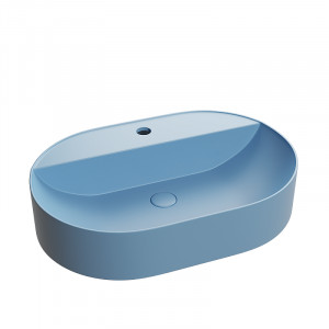 Lavoar baie oval pe blat Maurice, 50x38x12 cm, bleu mat