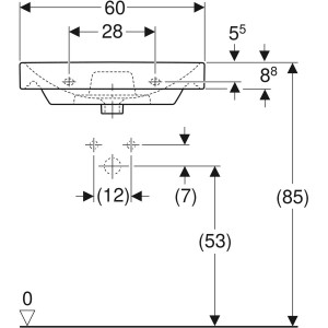LAVOAR GEBERIT SMYLE SQUARE 60X48 CU ORIFICIU BATERIE SI PREPLIN - Img 4
