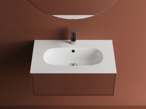 Lavoar incastrat din compozit, 71x46x14.2 cm, alb lucios, Foglia Dover