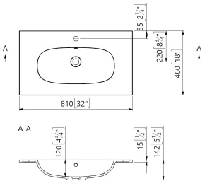 Lavoar incastrat din compozit, 81x46x14.2 cm, alb lucios, Foglia Dover - Img 2