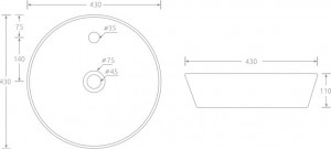 Lavoar pe blat Art Basin Sanitee 43x43x11 cm - Img 2