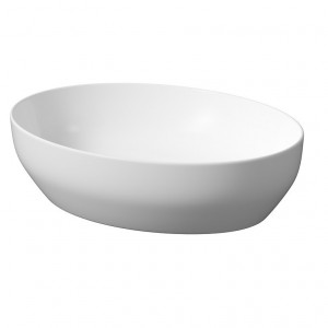 Lavoar pe blat Cersanit Larga, oval, 50x38x13.5 cm, alb mat