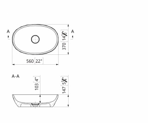 Lavoar pe blat din compozit Foglia Armonia Slim 56 cm, oval, 3D, alb lucios - Img 5
