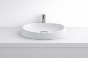 Lavoar pe blat, din compozit lucios, oval, 50 x 32 cm, Foglia Olivia