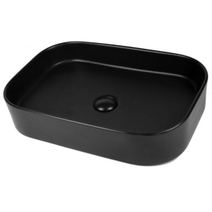 Lavoar pe blat Fluminia Capri-55MB, dreptunghiular, 55x38x11 cm, negru