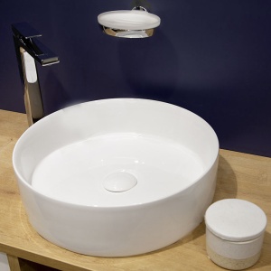Lavoar pe blat Fluminia Havana, rotund, 40x40x12 cm, alb - Img 4