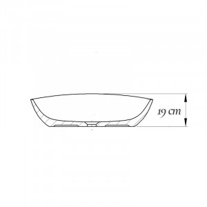 Lavoar pe blat Fluminia Tear, asimetric, 47x19 cm, alb - Img 2