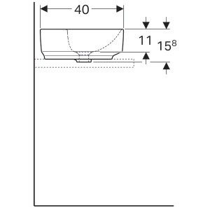 LAVOAR PE BLAT GEBERIT VARIFORM, ELIPTIC, CU BANC CU ORIFICII DE ROBINET B-50CM,T-40CM,PREAPLIN VIZIBIL, ALB - Img 8
