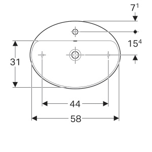 LAVOAR PE BLAT GEBERIT VARIFORM, OVAL, CU BANC CU ORIFICII DE ROBINET B-60CM,T-45CM, PREAPLIN VIZIBIL, ALB - Img 4