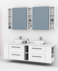 Mobilier suspendat Cersanit Larga pentru lavoar 60 cm, alb - Img 7