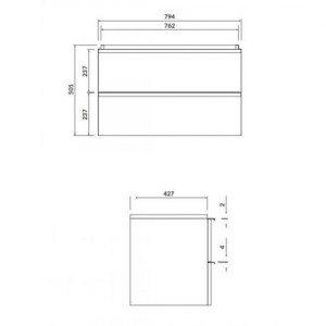 Mobilier suspendat Cersanit Virgo pentru lavoar incastrabil 80 cm, alb, manere negre - Img 2