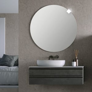 Mobilier suspendat Kolpasan Alexis cu blat alb pentru lavoar, 100 cm, Dark Concrete