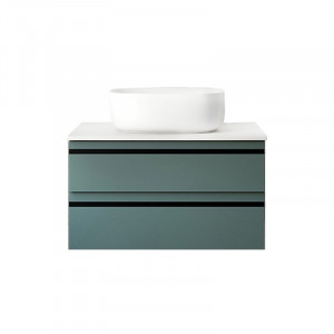 Mobilier suspendat Kolpasan Alexis cu blat alb pentru lavoar, 60 cm, Green - Img 3