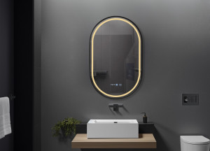 Oglinda cu iluminare LED 3 culori Belform Infinity rama neagra 50xH80 cm - Img 2