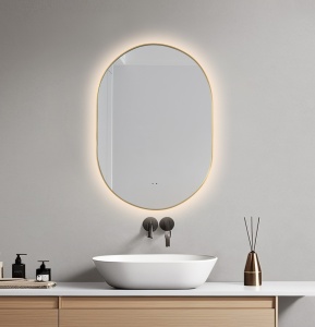 Oglinda cu iluminare LED Belform Fortuna, senzor touch, ovala, slim, 60x85x3 cm