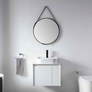 Oglinda cu iluminare led Fluminia Mona, curea piele, 60 cm - Img 4